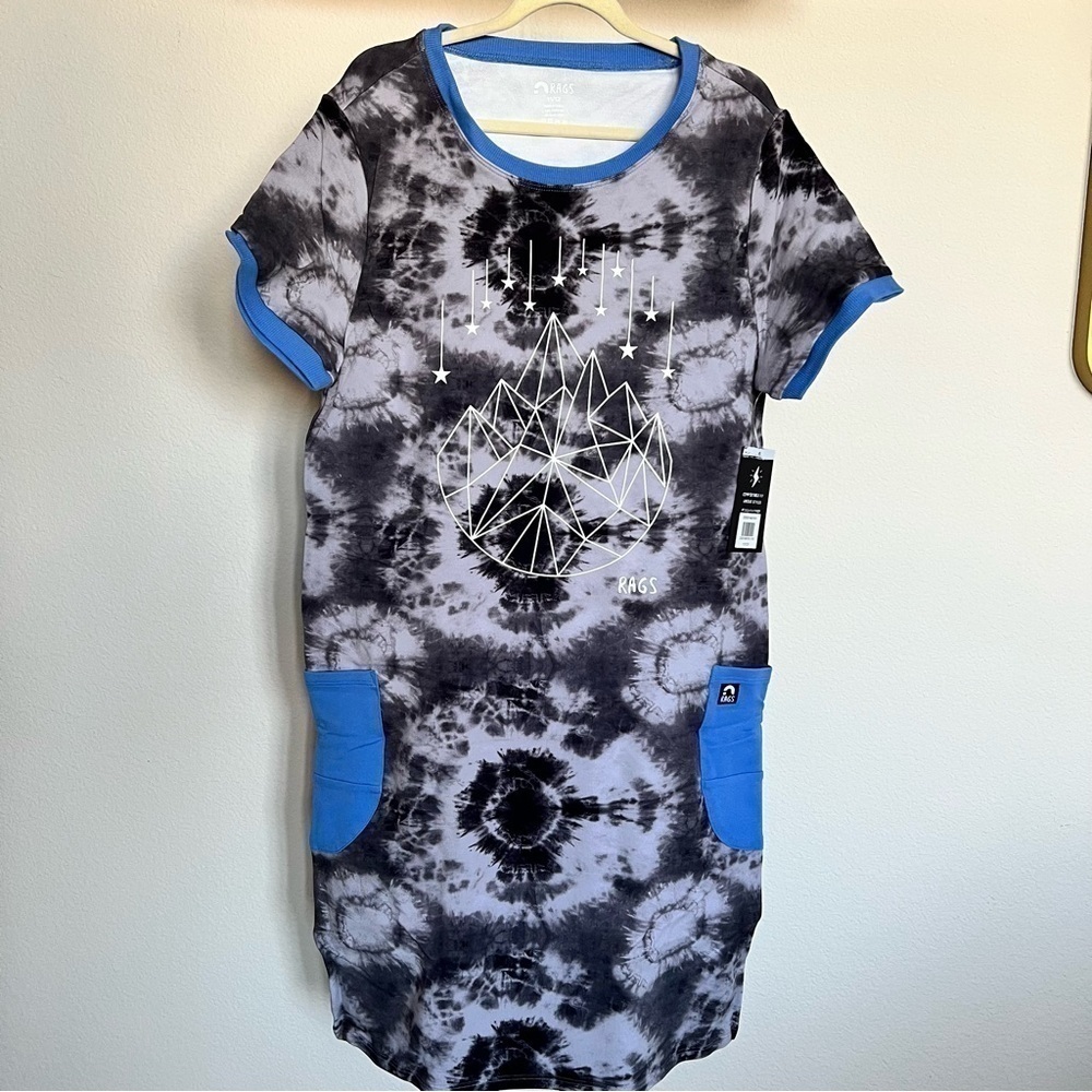 RAGS Drop Pocket Dress - Geo Star - Tie-Dye NEW